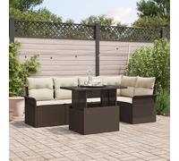 Vidaxl Ensemble De Canapé De Jardin 6 Pièces Avec Coussins Marron En Poly Rattan Marron