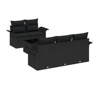 vidaXL Ensemble de Canapé de Jardin 6 Pièces avec Coussins Noir Poly Rattan