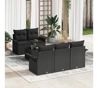 Vidaxl Ensemble De Canapé De Jardin 6 Pièces Avec Coussins Noir Poly Rattan Noir