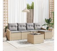 Vidaxl Ensemble De Canapé De Jardin 6 Pièces Avec Coussins Noir Poly Rattan Noir