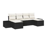 Vidaxl Ensemble De Canapé De Jardin 6 Pièces Avec Coussins Noir Poly Rotin Noir