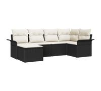 Vidaxl Ensemble De Canapé De Jardin 6 Pièces Avec Coussins Noir Rattan Poly Noir