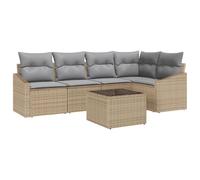 Vidaxl Ensemble De Canapé De Jardin 6 Pièces Avec Coussins Noirs En Poly Rattan
