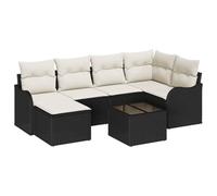 vidaXL Ensemble de canapé de Jardin 6 pièces avec Coussins Noirs et Blancs en rotin, Style Moderne, Assise modulaire Pratique pour Balcon, Patio, détente et Moments Entre Amis, Meuble de terrasse