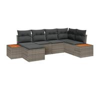 vidaXL Ensemble de Canapé de Jardin 6 Pièces avec des Coussins Grisés en Rattane. Idéal pour Un Confort Max sur Le Balcon ou Le Patio.