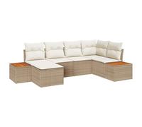 vidaXL Ensemble de canapé de Jardin 6 pièces en rotin Beige avec Coussins, Parfait pour Le Balcon, la terrasse ou Le Jardin.
