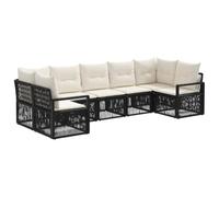 vidaXL Ensemble de canapé de Jardin 7 pc 7-Nombre de Places Noir
