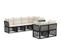 vidaXL Ensemble de canapé de Jardin 7 pc 7-Nombre de Places Noir