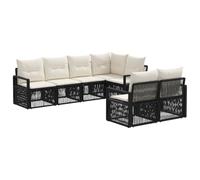 vidaXL Ensemble de canapé de Jardin 7 pc 7-Nombre de Places Noir