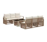 vidaXL Ensemble de canapé de Jardin 7 pc Beige et Blanc crème