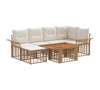 vidaXL Ensemble de canapé de Jardin 7 pc Blanc Naturel et Crème