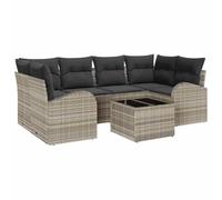 vidaXL Ensemble de canapé de jardin 7 pièces Gris clair en poly rattan 55x55x37 cm, résistant aux UV