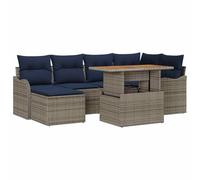 vidaXL Ensemble de canapé de Jardin 7 pc Gris et Bleu Marine | Change-le pour aller avec ton style, Parfait pour décompresser dehors toute l'année, Ajuste la hauteur pour être bien confort
