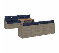 vidaXL Ensemble de canapé de Jardin 7 pc Gris et Bleu Marine | Facile à changer selon ton espace, Fait pour tenir le coup tout le temps, Vient avec des coussins épais et amovibles