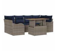 vidaXL Ensemble de canapé de Jardin 7 pc Gris et Bleu Marine | Matériaux solides pour l'extérieur, Coussins en mousse douce pour te relaxer, Look moderne qui s'intègre bien dans n'importe