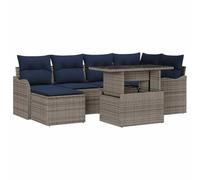 vidaXL Ensemble de canapé de Jardin 7 pc Gris Poly rotin