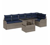 vidaXL Ensemble de canapé de Jardin 7 pc Gris polyrotin | Accueille jusqu'à 6 personnes confortablement , Conçu avec des matériaux qui supportent le soleil , Un design contemporain
