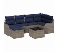 vidaXL Ensemble de canapé de Jardin 7 pc Gris polyrotin | Configurations flexibles pour tous les espaces , Surfaces robustes et durables , Confortable pour jusqu'à 6 personnes