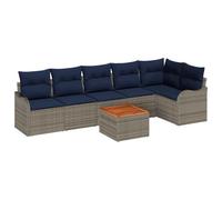 vidaXL Ensemble de canapé de Jardin 7 pc Gris polyrotin | Fabriqué en poly rattan qui résiste aux intempéries , Équipé de coussins épais pour un moment agréable , Accueille jusqu'à 7