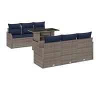vidaXL Ensemble de canapé de Jardin 7 pc Gris polyrotin | matériaux résistants aux UV pour une utilisation longue durée, peut accueillir jusqu'à 5 personnes sans souci, style moderne