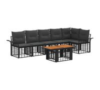 vidaXL Ensemble de canapé de Jardin 7 pc Noir et Gris foncé polyrotin