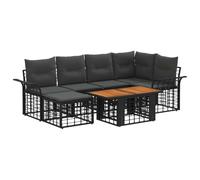 vidaXL Ensemble de canapé de Jardin 7 pc Noir et Gris foncé polyrotin