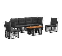 vidaXL Ensemble de canapé de Jardin 7 pc Noir et Gris foncé polyrotin