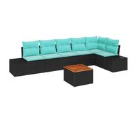 vidaXL Ensemble de canapé de Jardin 7 pc Noir et Turquoise | Super facile à changer selon l'agencement , Bien construit pour l'extérieur , Coussins en mousse douce pour un max de détente