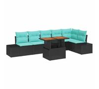vidaXL Ensemble de canapé de Jardin 7 pc Noir Poly rotin