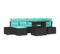vidaXL Ensemble de canapé de Jardin 7 pc Noir Poly rotin | Installe-le comme tu veux, Fait pour braver le mauvais temps, Sièges moelleux avec housses amovibles