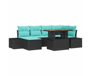 vidaXL Ensemble de canapé de Jardin 7 pc Noir Poly rotin | Installe-le comme tu veux, Fait pour braver le mauvais temps, Sièges moelleux avec housses amovibles