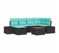 vidaXL Ensemble de canapé de Jardin 7 pc Noir Poly rotin | Tu peux facilement changer la disposition des pièces pour qu'elles prennent la forme que tu veux, Fait en poly rotin qui