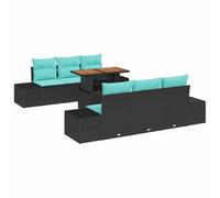 vidaXL Ensemble de canapé de Jardin 7 pc Noir Poly rotin | Tu peux le changer selon ton espace, Tiens bien dans toutes les conditions météo, Un coup d'éponge et c'est fait