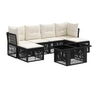 vidaXL Ensemble de canapé de Jardin 7 pc Noir polyrotin