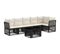 vidaXL Ensemble de canapé de Jardin 7 pc Noir polyrotin