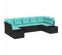 vidaXL Ensemble de canapé de Jardin 7 pc Noir polyrotin | Change facilement selon ton espace, Rattan solide, fait pour l'extérieur, Coussins en polyester doux pour chiller