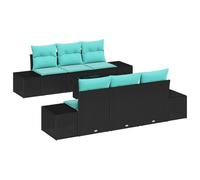 vidaXL Ensemble de canapé de Jardin 7 pc Noir polyrotin | Change-le selon ton espace, Parfait pour dehors, Super pratique sur un sol pas plat