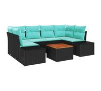 vidaXL Ensemble de canapé de Jardin 7 pc Noir polyrotin | Coussins doux pour se relaxer, Mixe et adapte à tout espace, Matériaux solides pour l'extérieur