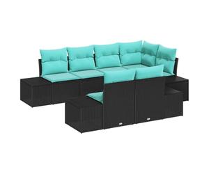 vidaXL Ensemble de canapé de jardin 7 pc Noir polyrotin | Tu peux facilement le réorganiser comme tu veux , Fait en rattan synthétique pour rester beau dehors , Un super savoir-faire