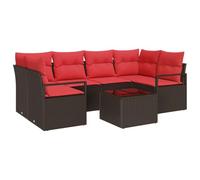 vidaXL Ensemble de canapé de Jardin 7 pcs Beige et Rouge polyrotin, Canapé modulable Moderne, léger et Durable, résistant aux UV, Parfait pour Jardin et terrasse, Options Confortables