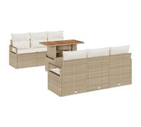 vidaXL Ensemble de canapé de Jardin 7 pcs Beige Poly rotin, Canapé d'extérieur Moderne et modulable, résistant aux intempéries, Confort idéal pour Jardin et terrasse