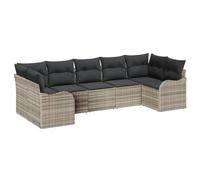 vidaXL Ensemble de canapé de Jardin 7 pcs Gris Clair Poly rotin, Canapé d'extérieur modulaire, adapté à la terrasse, Pieds réglables, résistant aux UV, Parfait pour l'été !