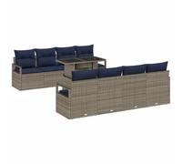 vidaXL Ensemble de canapé de Jardin 7 pcs Gris et Bleu Marine, Sofa Moderne modulable, mobilier d'extérieur Durable, Confort pour se détendre, assises polyvalentes pour Le Jardin