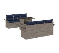 vidaXL Ensemble de canapé de Jardin 7 pcs Gris Poly Rattan, Canapé modulaire Moderne pour Jardin et terrasse, mobilier d'extéRieur, Design Durable et aéré