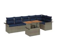 vidaXL Ensemble de canapé de Jardin 7 pcs Gris Poly rotin, Canapé de Jardin modulaire et Rangement, matériaux durables, résistant aux UV pour se détendre Dehors, Ensemble Pratique