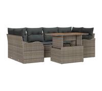 vidaXL Ensemble de canapé de Jardin 7 pcs Gris Poly rotin, Canapé modulaire Moderne pour Jardin, avec rangements, idéal pour terrasse et Coin Salon extérieur.