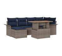 vidaXL Ensemble de canapé de Jardin 7 pcs Gris Poly rotin, Jardin et terrasse, canapés modulaires, matériaux durables, résistant aux UV, détente en Plein air, Salon de Patio