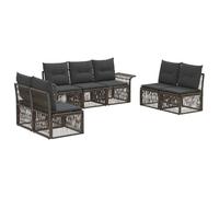 vidaXL Ensemble de canapé de Jardin 7 pcs Gris polyrotin, Sofa de Jardin modulable, résistant aux intempéries, mobilier Poly rotin, espaces de détente Confortables