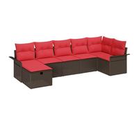 vidaXL Ensemble de canapé de Jardin 7 pcs Marron Poly rotin, Canapé modulable pour Jardin et terrasse, résistant aux UV, léger, avec rangements intégrés