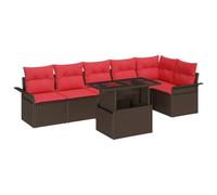 vidaXL Ensemble de canapé de Jardin 7 pcs Marron Poly rotin, Canapé modulaire Moderne pour Jardin et terrasse, Meubles d'extérieur, résistant aux UV, déco contemporaine